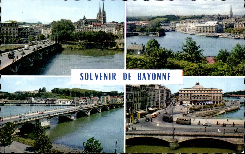 Bayonne — Algemene uitzicht — De Adour, de Kerk en het Stadhuis — Lumicap - Voorkant