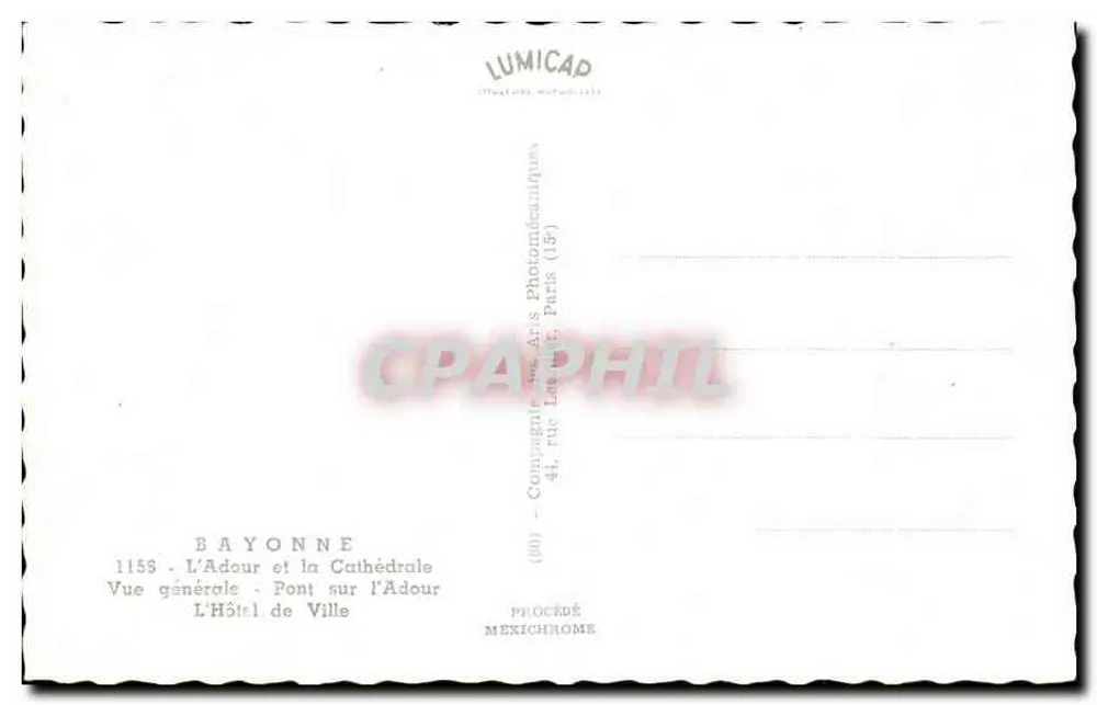 Bayonne — Algemene uitzicht — De Adour, de Kerk en het Stadhuis — Lumicap - Achterkant