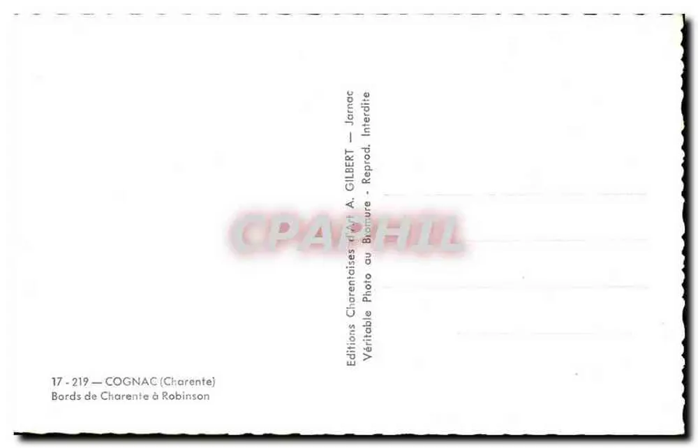 Margens do rio Charente em Robinson — Cognac (Charente) — Éditions Charentaises d'Art Gilbert - Verso