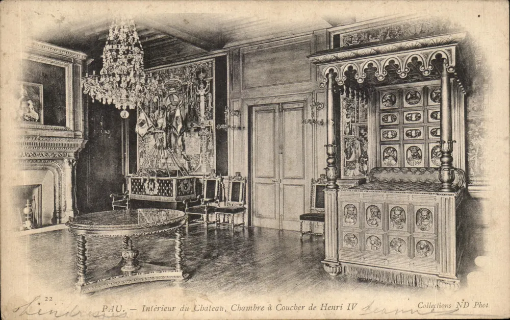 Pau — Innenraum des Schlosses, Schlafzimmer von Henri IV — Collections ND Phot - Vorderseite