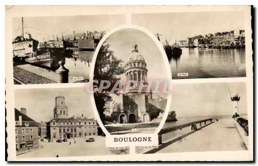 Boulogne — El Puerto, la Catedral, el Ayuntamiento — Edición Caby - Anverso