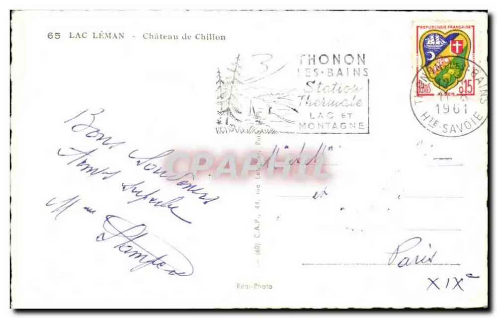 Castelo de Chillon — Lago Léman — editor C.A.P. n°65 - Verso