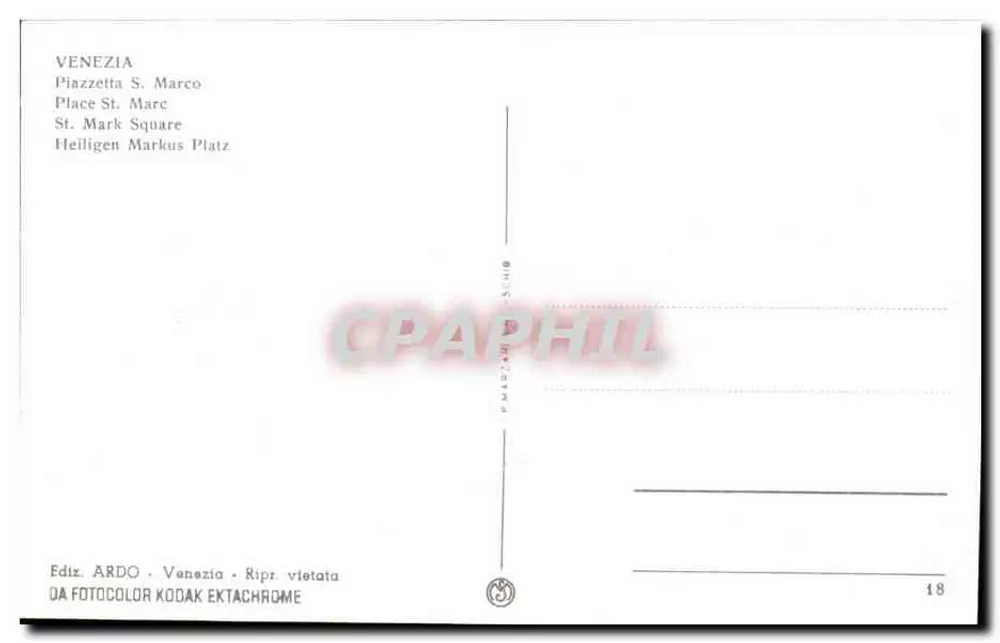 Piazza San Marco — Venedig — Verlag ARDO, Nr. 18 - Rückseite