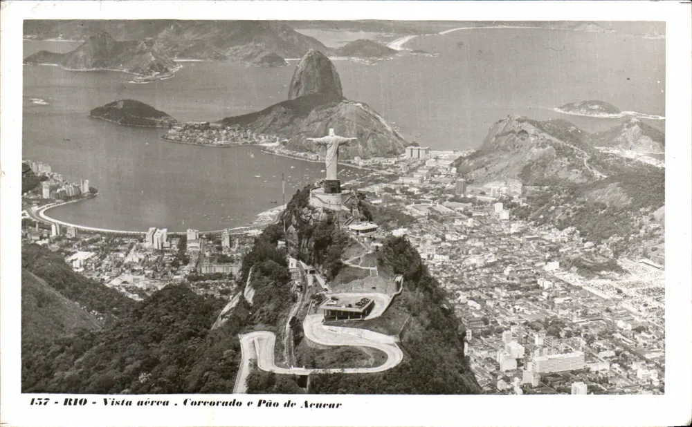 Rio de Janeiro — Luftbild des Christus des Erlösers und des Pão de Açúcar — Éditions Trádimex do Brasil n°157 - Vorderseite