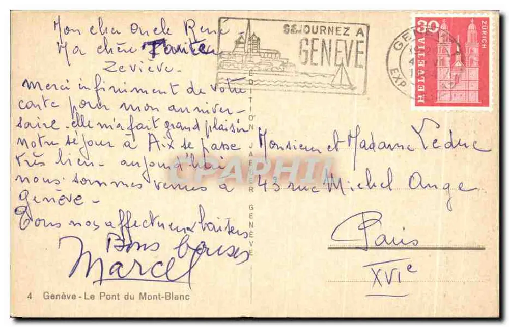Genf - Der Mont-Blanc-Brücke — Jaeger-Ausgabe — Nr. 4 - Rückseite