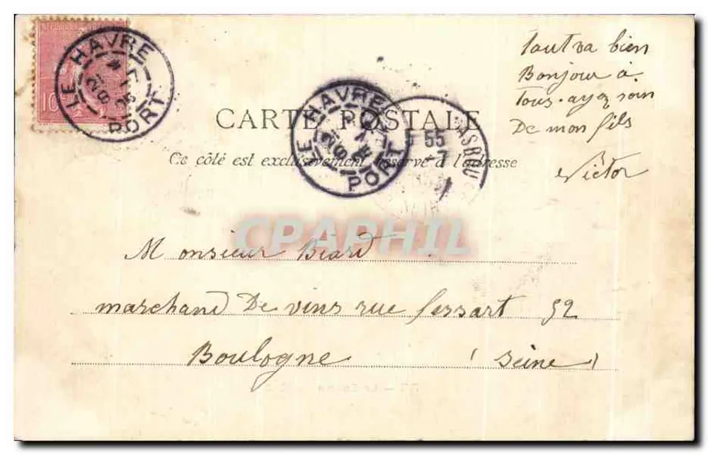 Le Havre — A Bolsa — E.J. - Verso