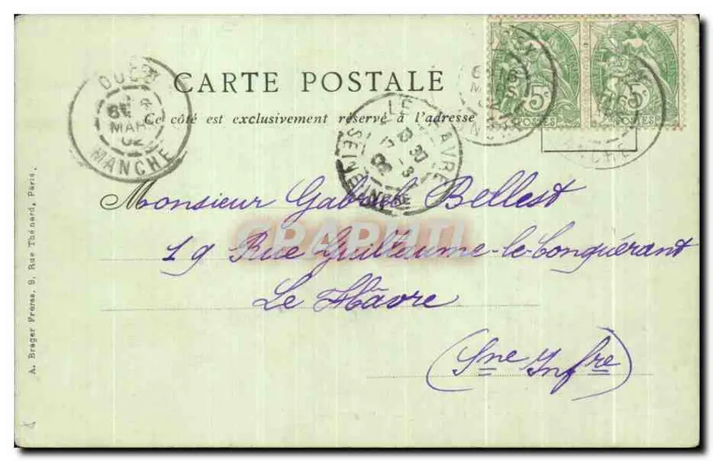 Institution Saint-Joseph, Havre — Studierzimmer — Verlag A. Breger, Paris - Rückseite