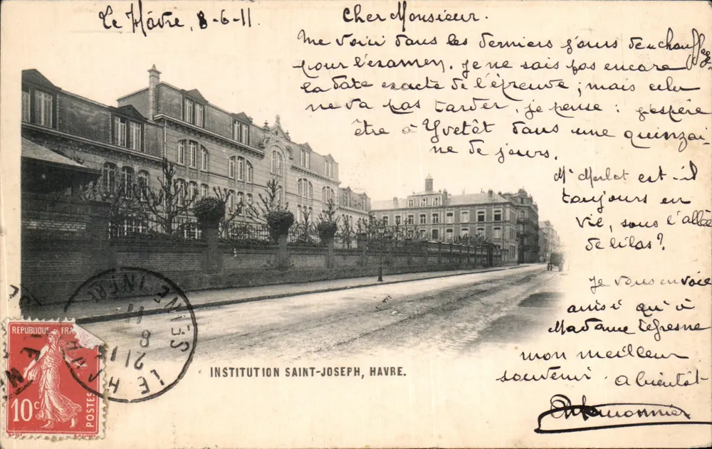 Institution Saint-Joseph, Havre — uitzicht op het instituut — uitgever niet geïdentificeerd, serie-nummer niet zichtbaar - Voorkant