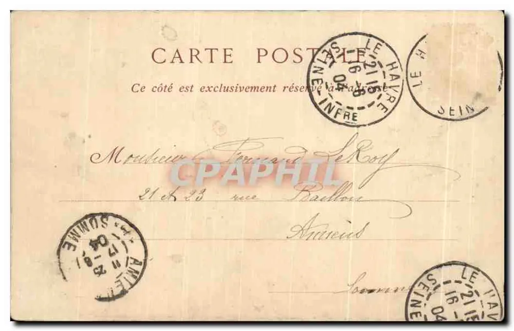 Le Havre — O Hotel Continental, vista da rua da República — editor não identificado, n° de série 68 - Verso