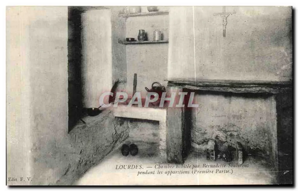 Lourdes — Zimmer, in dem Bernadette Soubirous während der Erscheinungen gewohnt hat (Erster Teil) — Edit F. V. - Vorderseite
