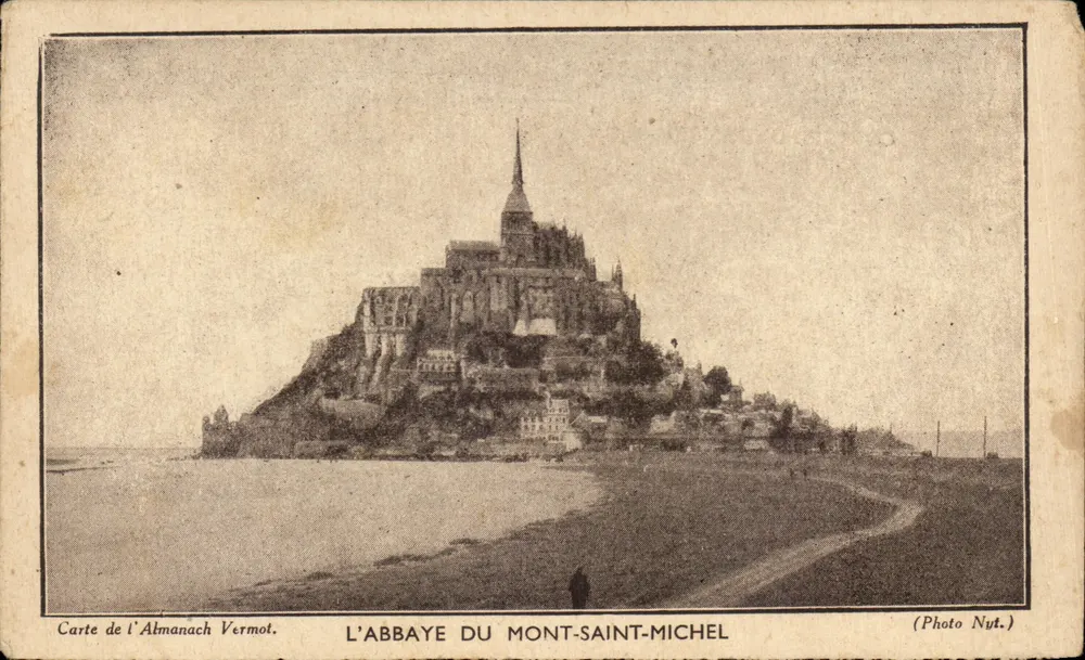L'ABBAYE DU MONT-SAINT-MICHEL — Carte de l'Almanach Vermot — Photo Nut. - Frente
