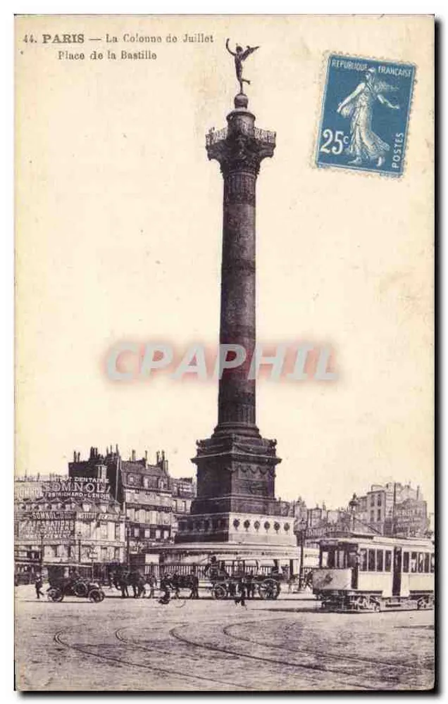 Paris — Die July-Säule — Place de la Bastille — Verleger Somnol, Nr. 44 - Vorderseite