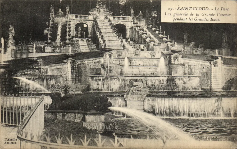Saint-Cloud - Der Park Allgemeiner Blick auf die Grande Cascade während der Grandes Eaux — L'Abellle Asnières Nr. 27 - Vorderseite
