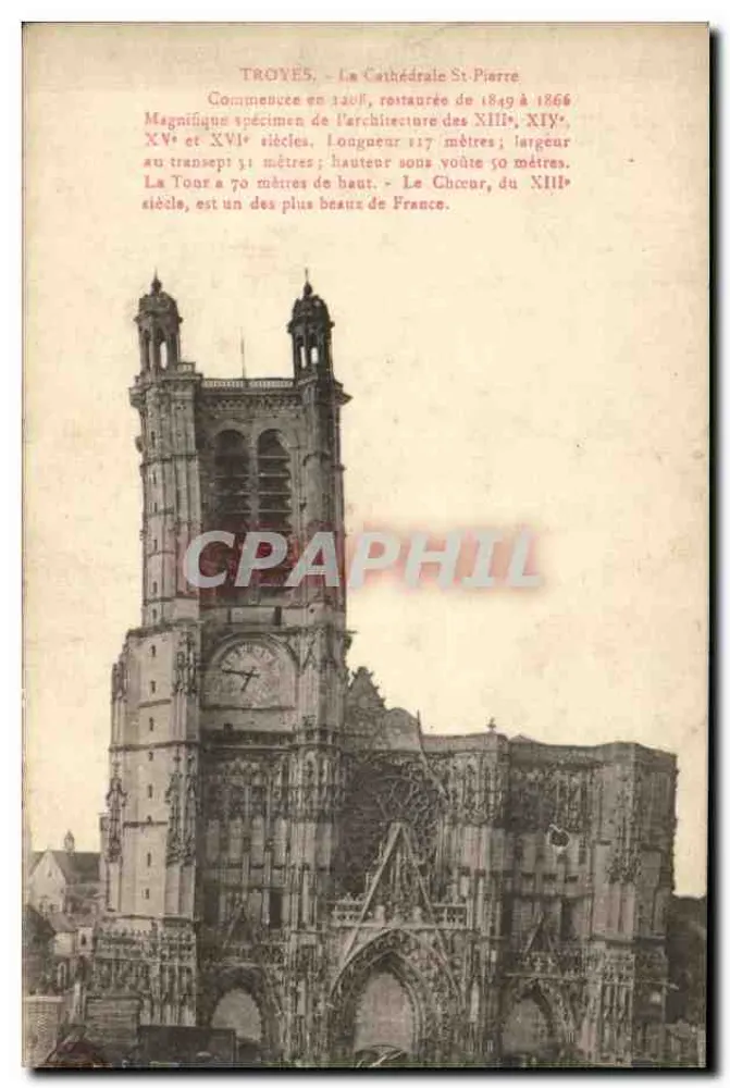 Troyes - A Catedral de São Pedro — magnífico exemplar da arquitetura dos séculos XIII, XIV, XV e XVI — editor não visível - Frente