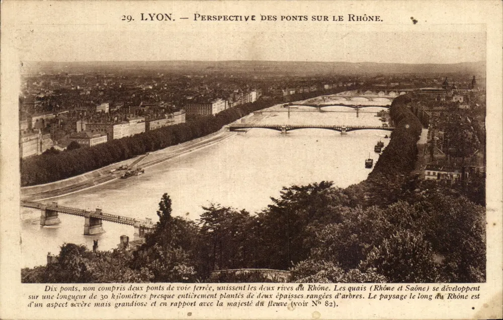 LYON — Perspectiva dos pontes sobre o rio Ródano — X. Goutagny, editor - Frente