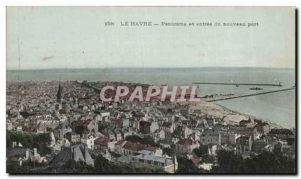 Le Havre — Panorama und Eingang zum neuen Hafen — Verlag unbekannt, Nr. 158 - Vorderseite