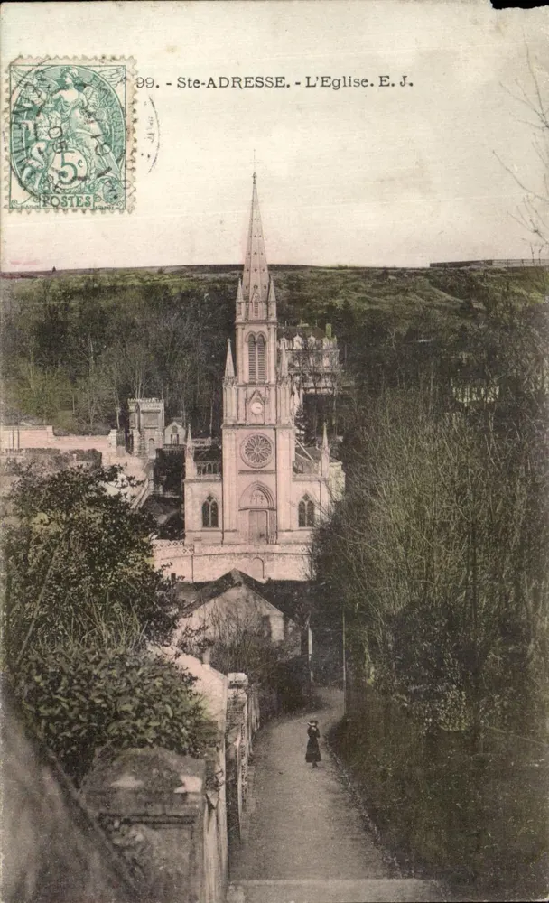 Ste-Adresse - A Igreja. E.J. - Editor E.J. n°99 - Frente