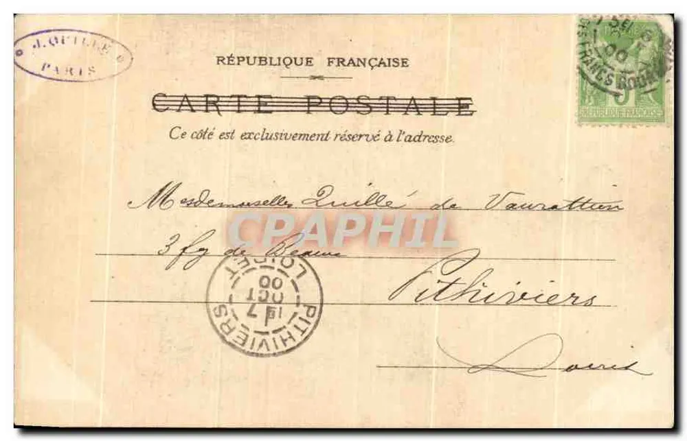 Exposição de 1900 — Pavilhão Real da Bélgica — J. Lander - Verso