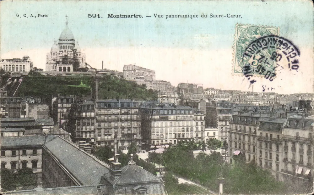 Montmartre — Panoramablick auf den Sacré-Cœur — G. C. A., Paris, n° 591 - Vorderseite