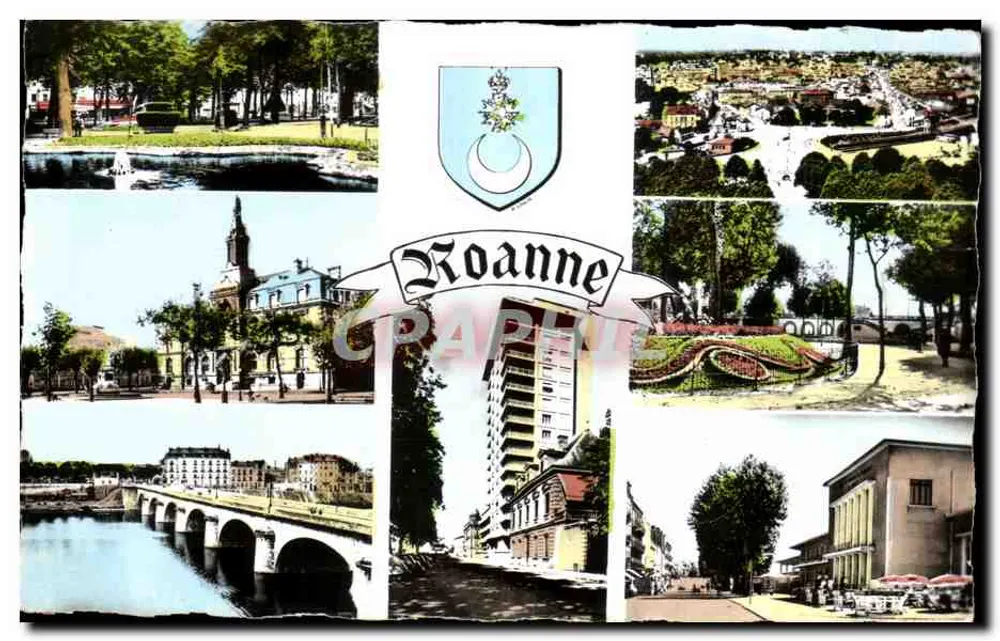 Roanne — Widok panoramiczny i zabytki — Wydawnictwo CIGOGNE - Awers
