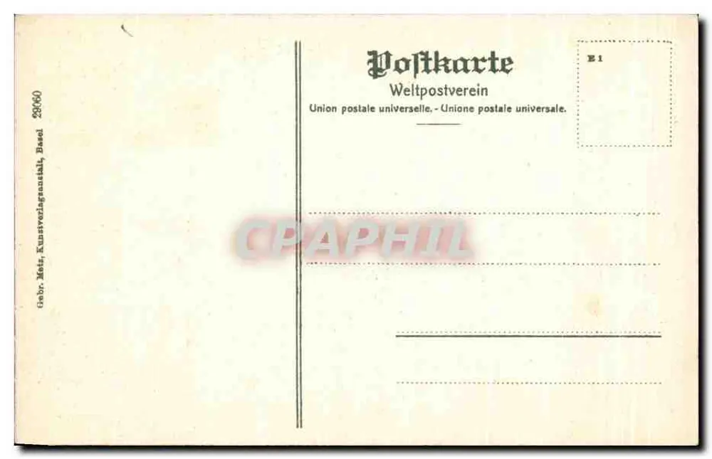 Alpsteingebirge: Sonnenaufgang über ein Nebelmeer von den Hohen Kasten gesehen — Verlag: Geb. Motz, Kunstverlagsanstalt, Basel - Rückseite