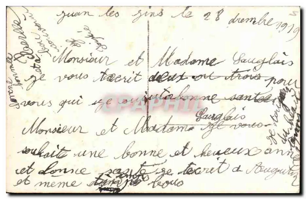 Frohe Neujahr — Dekoration aus Efeu und Stiefeln — DIX PARIS n°2394 - Rückseite