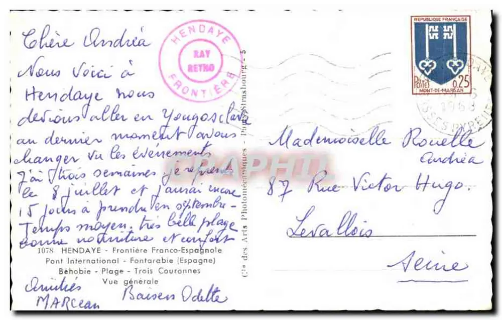 Hendaye — Erinnerung an die französisch-spanische Grenze — Cie des Arts Photographiques - Rückseite