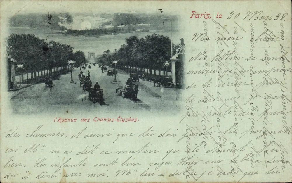 l'Avenue des Champs-Élysées — vue panoramique avec l'Arc de Triomphe au loin — éditeur VERAILLES - Vorderseite