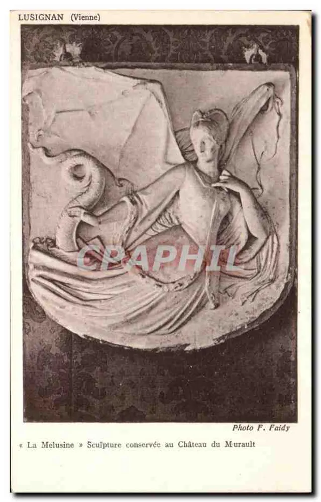 Lusignan (Vienne) — Die Melusine, Skulptur am Schloss Murault — Foto F. Faidy - Vorderseite