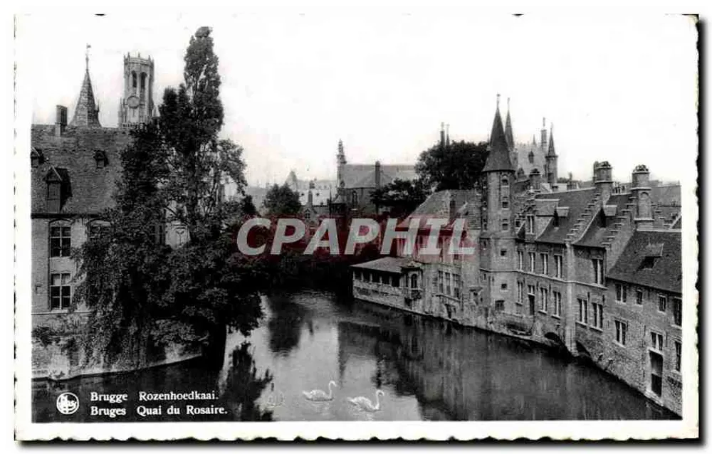 Brügge, Quai du Rosaire — Ansicht des Kanals mit Schwänen — Verleger Thill, Brüssel, Nr. 3 - Vorderseite