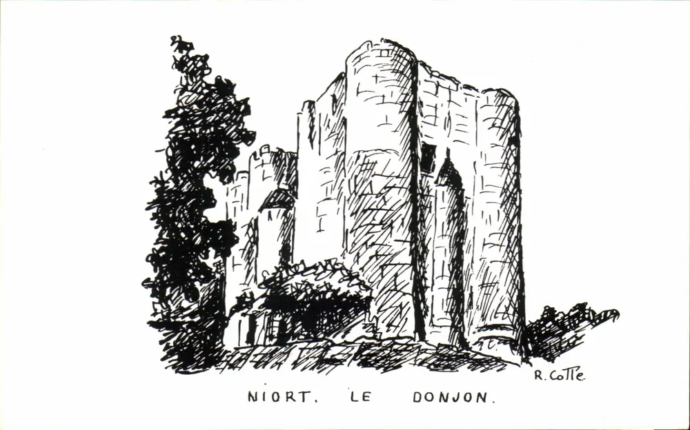Niort, o Castelo — desenho de R. Cotte - Frente