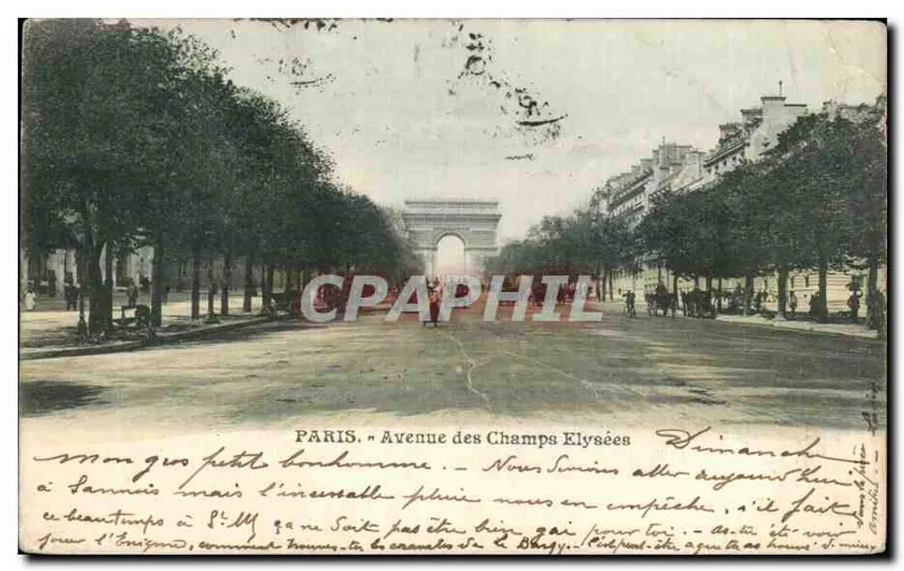 Paris — Avenue des Champs-Élysées avec l'Arc de Triomphe — éditeur anonyme - Frente