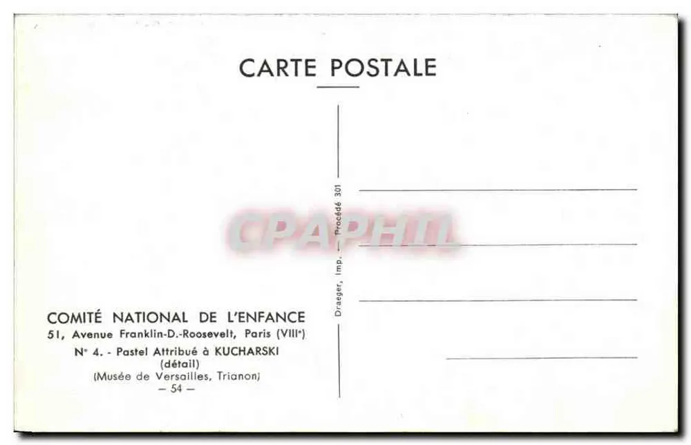 Retrato de criança — detalhe — Comité National de l'Enfance, Paris - Verso