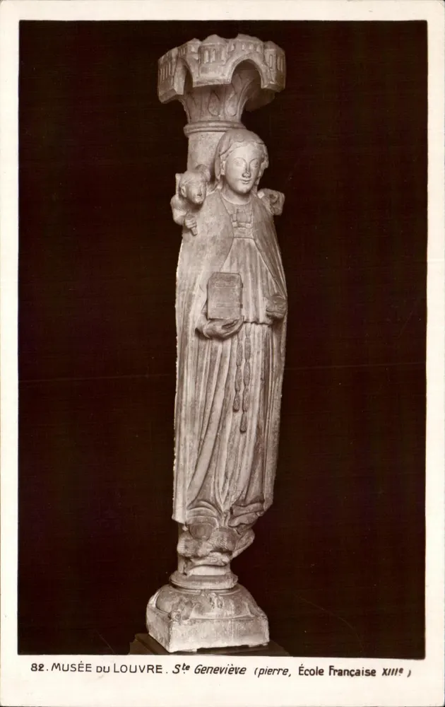 Santa Geneviève — estátua em pedra — Museu do Louvre - Frente