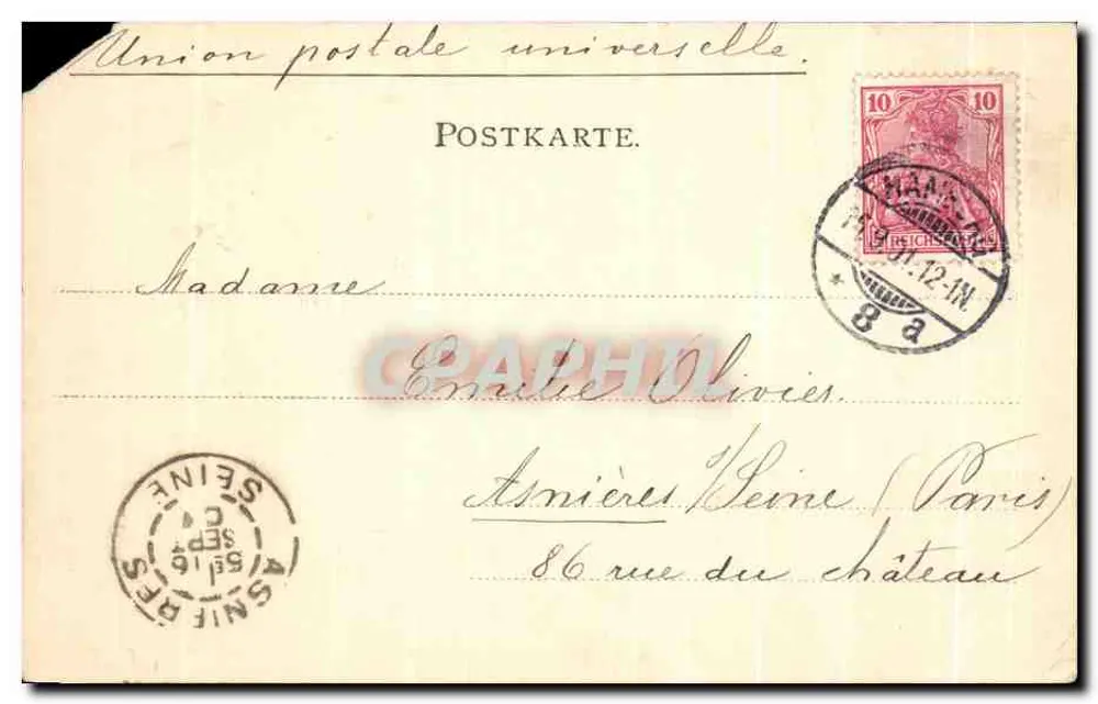 Hamburg-Uhlenhorst — Partie a. d. Paster, château de style néogothique — Chromo-Lichtdruck von Knack - Verso