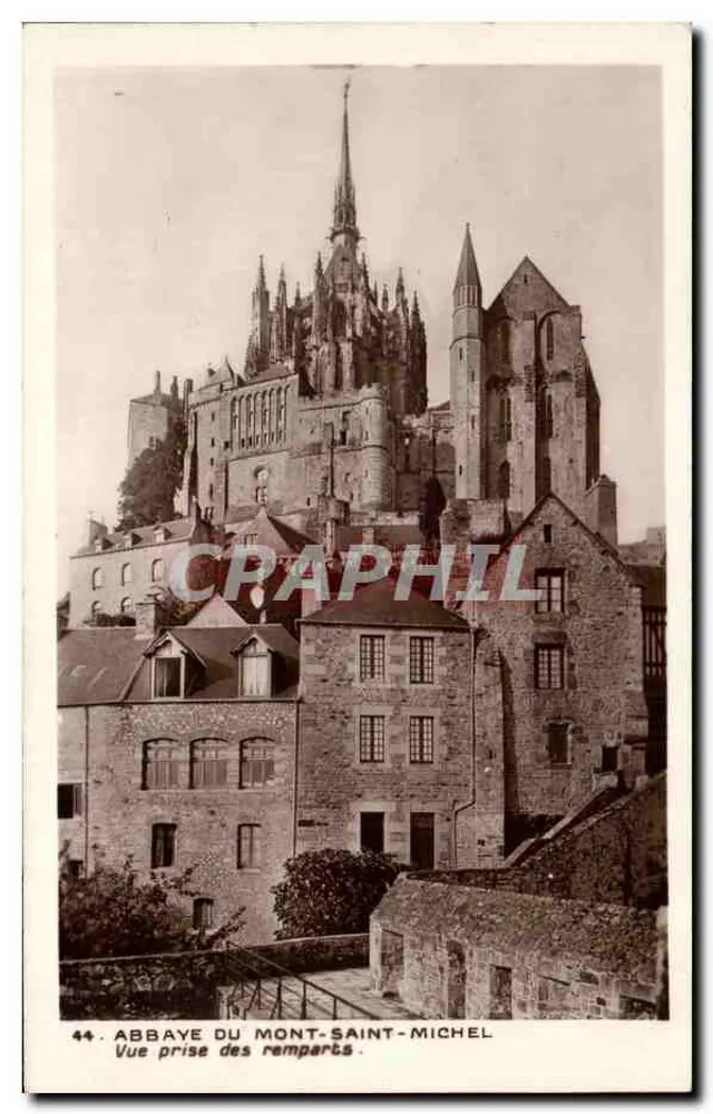 Abtei Mont-Saint-Michel — Ansicht von den Mauern — Édition des Monuments Historiques, Paris - Vorderseite