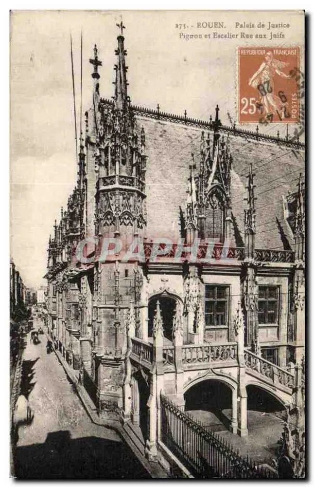Rouen. Palast der Gerechtigkeit — Fassade und Treppenaufgang der Rue aux Juifs — unbekannter Verleger, Nr. 273 - Vorderseite