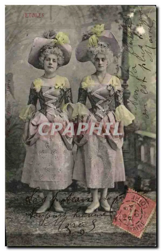 Deux jeunes femmes en costumes de scène — ETOILES — éditeur E. Delaunay, Paris - Vorderseite