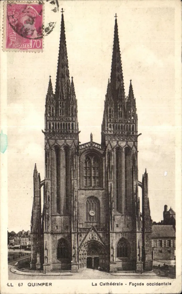 Quimper — La Cathédrale - Façade occidentale — Édition Nouvelles Éditions Quimper, n° LL 67 - Awers