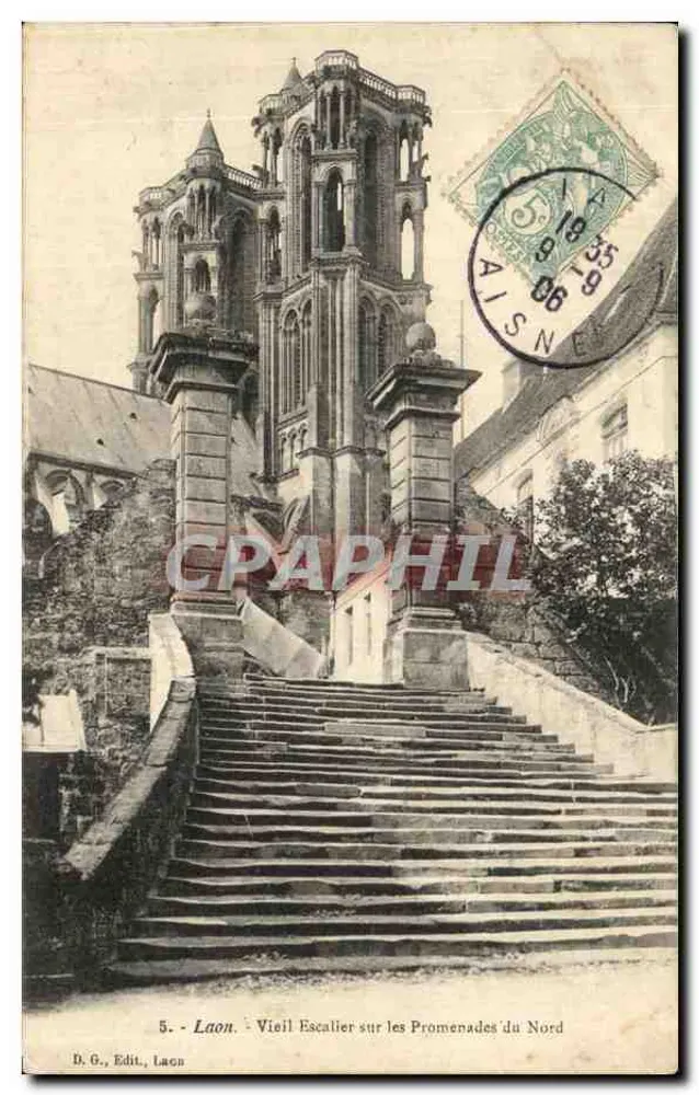 Laon - Alter Treppenaufgang auf den Promenades du Nord — D.G., Edit., Laon, n°5 - Vorderseite