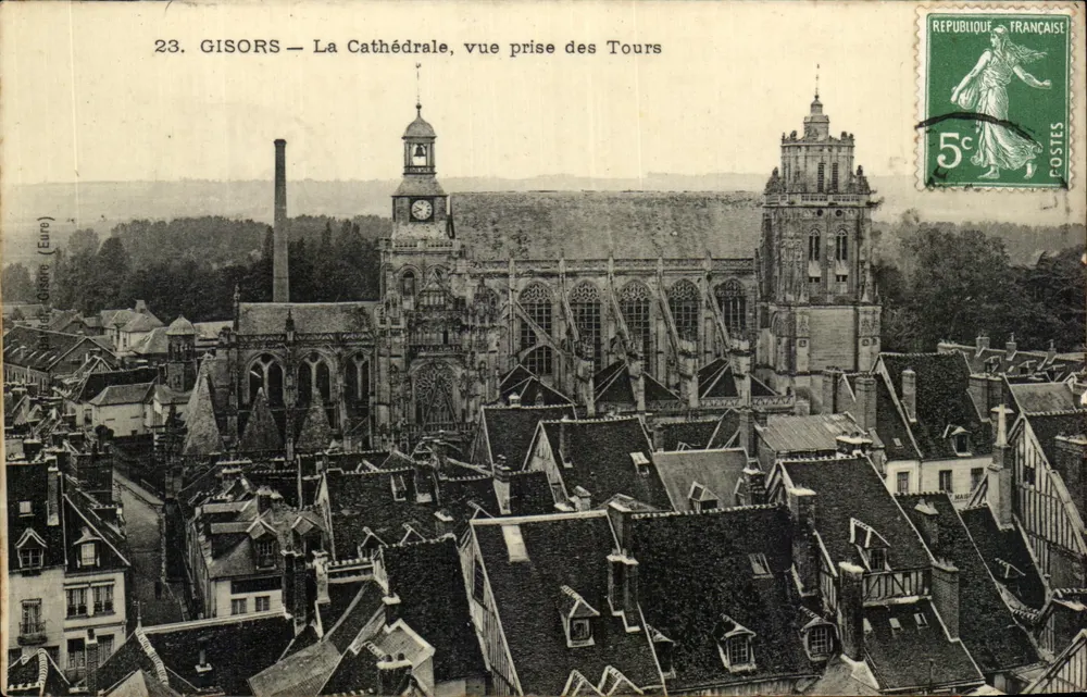 Gisors — Die Kathedrale, Ansicht von den Türmen — Verlag Gisore (Eure) Nr. 23 - Vorderseite