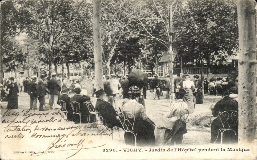 Vichy - Gartens des Krankenhauses während der Musik — Edition Giletta, Nice, n° 8290 - Vorderseite