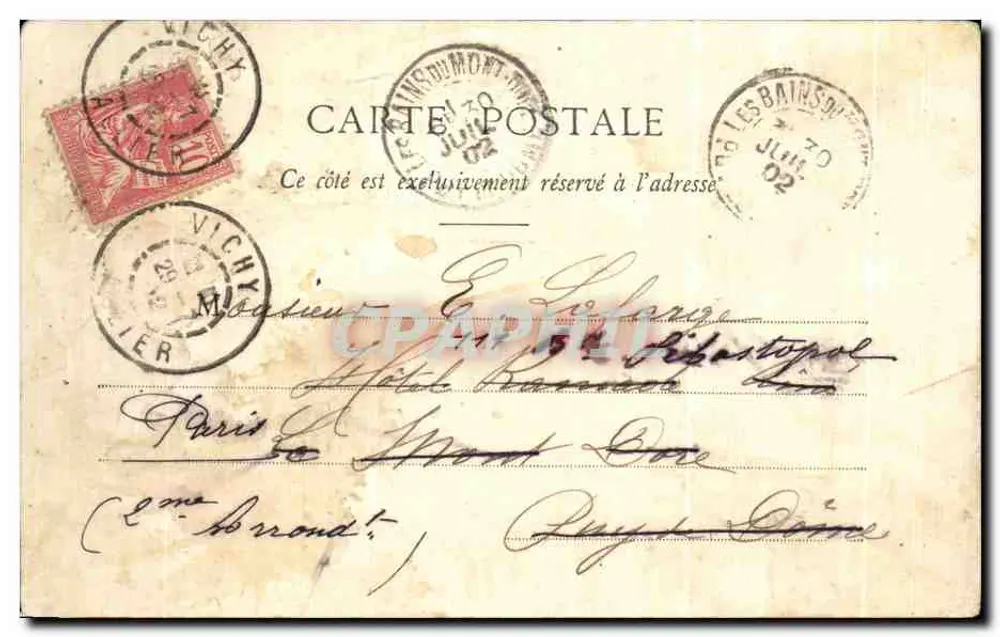 Vichy - Gartens des Krankenhauses während der Musik — Edition Giletta, Nice, n° 8290 - Rückseite