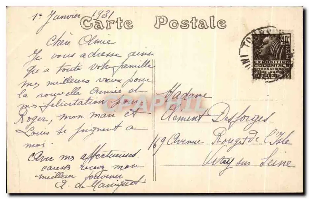 Château de Poillé de Charentilly — Façade Sud-Ouest — éditeur A.B. - Verso