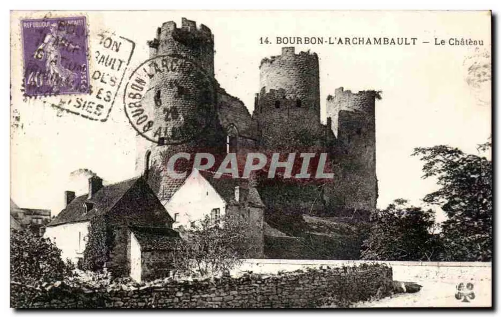 Bourbon-l'Archambault — O Castelo — Editor não identificado, n° 14 - Frente
