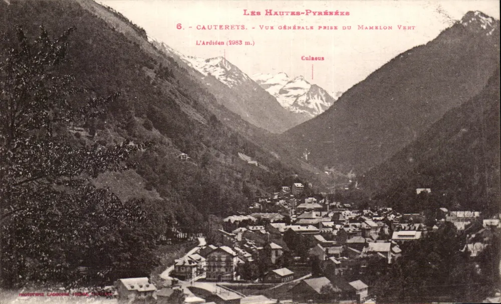 Cauterets — Uitzicht vanaf de Mamelon Vert — Fototipie Lagrange, Frankrijk - Voorkant