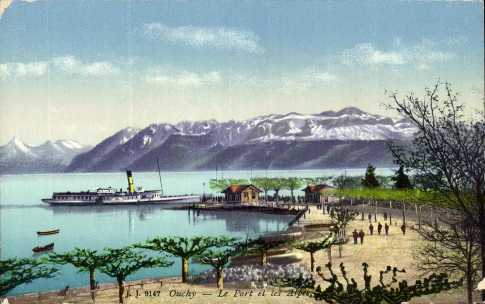 Ouchy — Der Hafen und die Alpen — J.J. 9147 - Vorderseite
