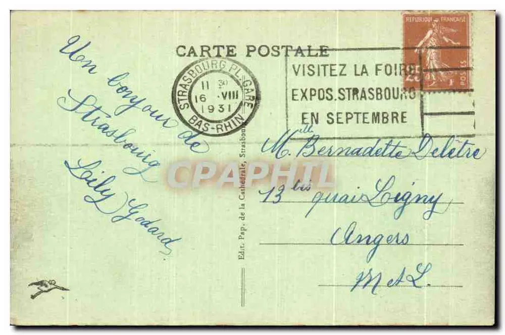 Strasbourg - Palais du Rhin - Place de la République — Éditeur Pap. de la Cathédrale, n° 272 - Rückseite