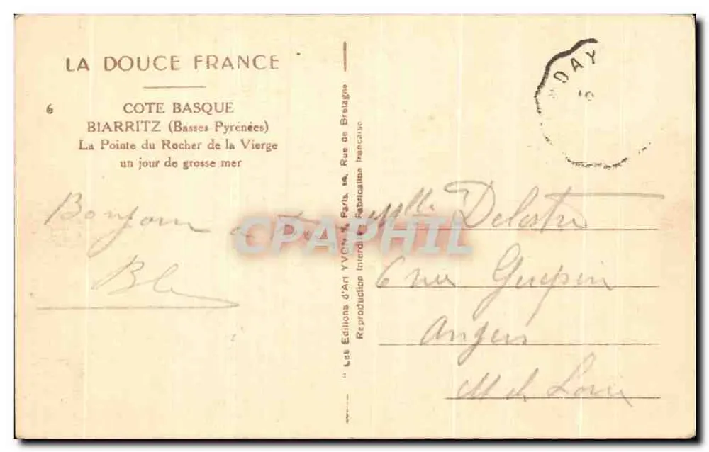 Der Punkt des Felsen der Jungfrau — Biarritz (Basses-Pyrénées) — Les Éditions d'Art Yvon, Paris - Rückseite