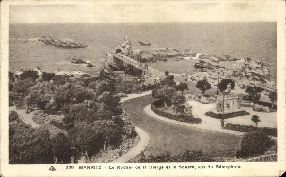Biarritz - Der Felsen der Jungfrau und der Square, gesehen vom Semaphor - Vorderseite